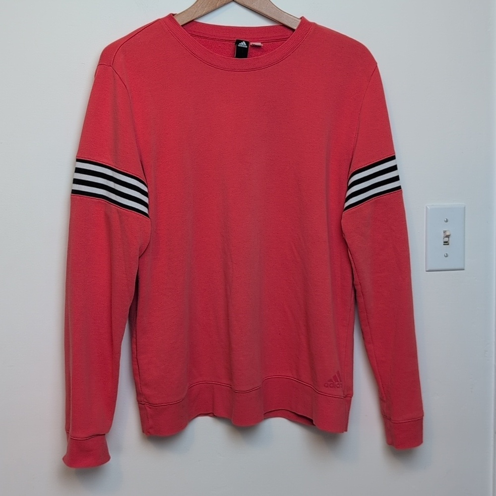Adidas Coral Sweatshirt With Black Stripe Detail Medium